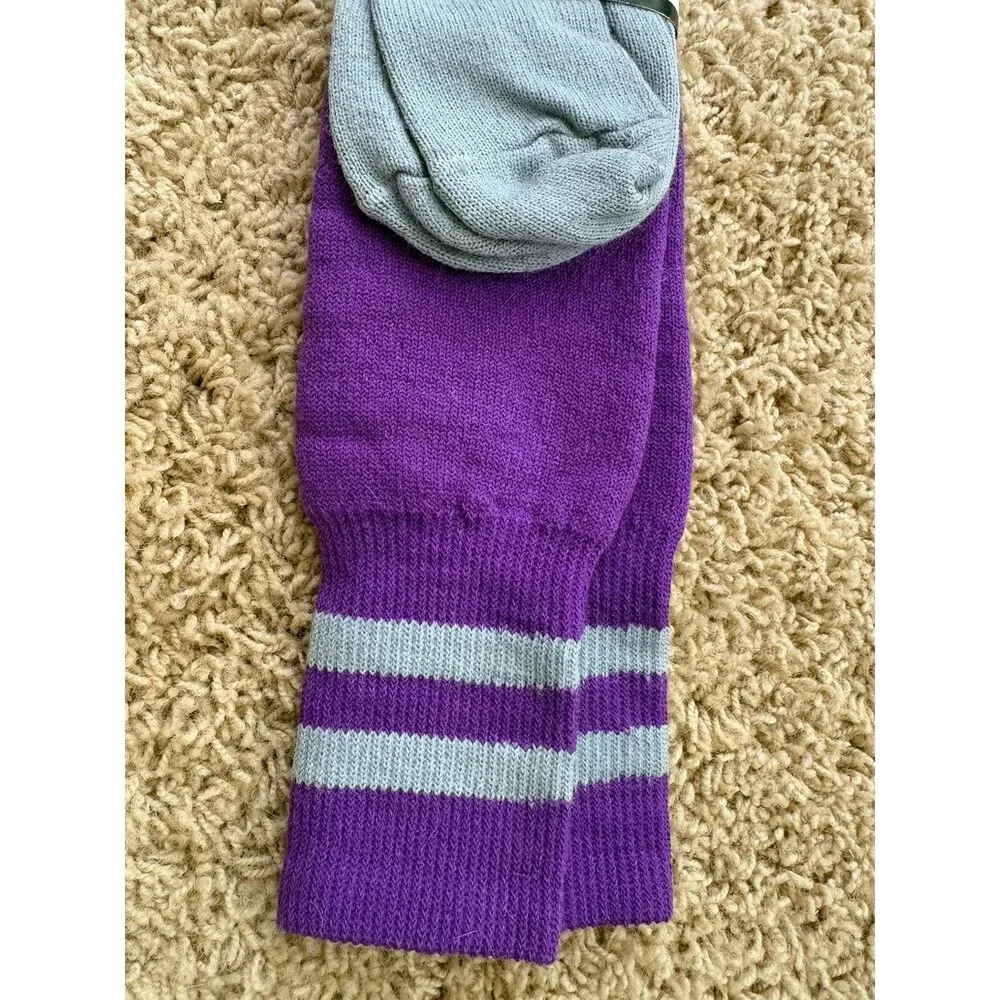 Vtg Ridgeview Silk Wool Blend Skiing Socks Purple Silver Size 8.5-11 USA  NEW!